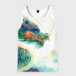 Майка-безрукавка мужская Japanese dragon - watercolor art, цвет: 3D-белый