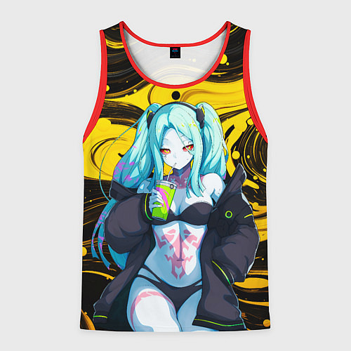 Мужская майка без рукавов Ребекка и Киберпанк / 3D-Красный – фото 1