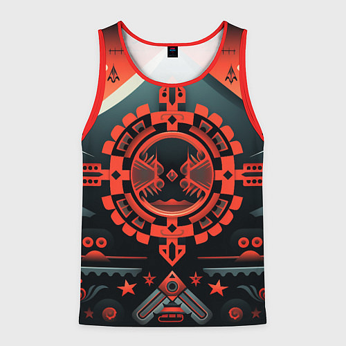 Мужская майка без рукавов Рисунок в стиле американских индейцев / 3D-Красный – фото 1