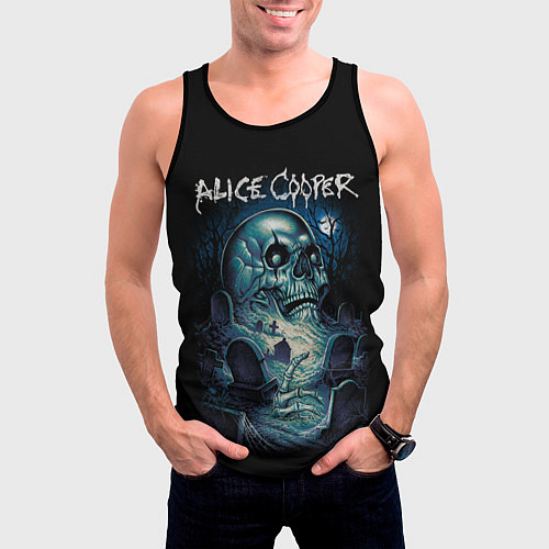 Мужская майка без рукавов Night skull Alice Cooper / 3D-Черный – фото 3