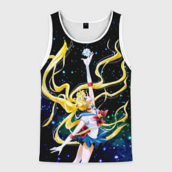 Майка-безрукавка мужская Сейлор Мун - космос, цвет: 3D-белый