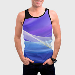 Майка-безрукавка мужская Фиолетовая и голубая абстракция, цвет: 3D-черный — фото 2