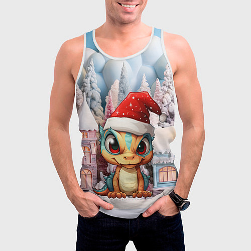 Мужская майка без рукавов Маленький дракончик 2024 год / 3D-Белый – фото 3