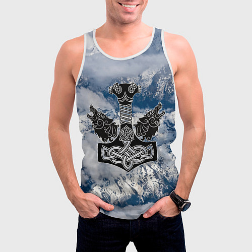 Мужская майка без рукавов Северные волки в символике / 3D-Белый – фото 3