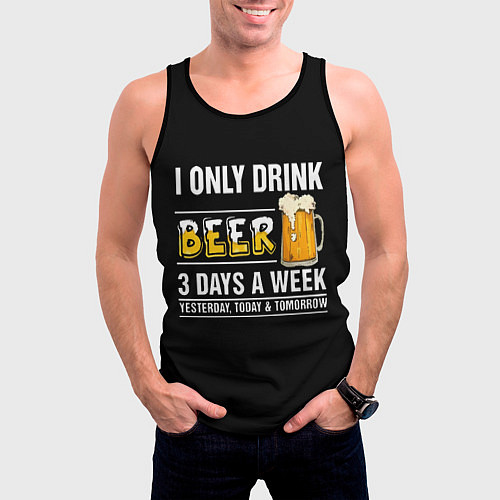 Мужская майка без рукавов I only drink beer 3 days a week / 3D-Черный – фото 3