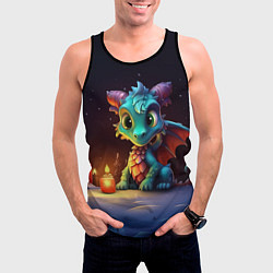 Майка-безрукавка мужская Новогодний волшебный дракон, цвет: 3D-черный — фото 2