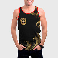 Майка-безрукавка мужская Герб России и золотистый узор, цвет: 3D-красный — фото 2