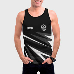 Майка-безрукавка мужская Russia - black and white geometry, цвет: 3D-черный — фото 2