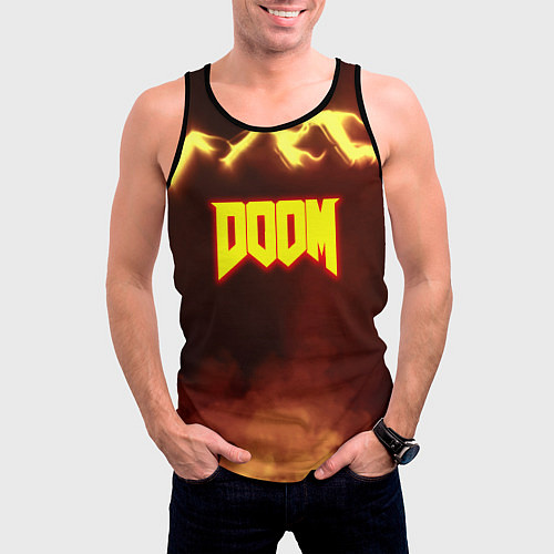 Мужская майка без рукавов Doom storm огненное лого / 3D-Черный – фото 3
