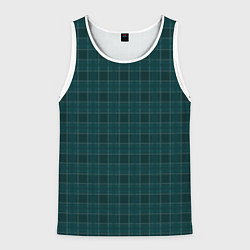 Майка-безрукавка мужская Серьёзный зелёный в клетку, цвет: 3D-белый