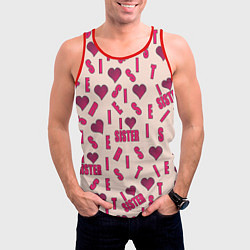 Майка-безрукавка мужская Я люблю сестру паттерн, цвет: 3D-красный — фото 2