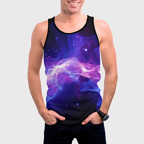Мужская майка без рукавов Фиолетовый туман в движении / 3D-Черный – фото 3