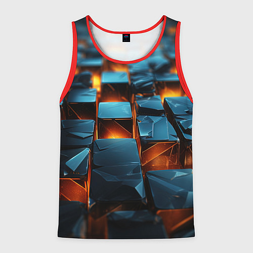 Мужская майка без рукавов Темные плитки в лаве / 3D-Красный – фото 1