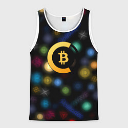 Майка-безрукавка мужская Bitcoin logo criptomoney, цвет: 3D-белый