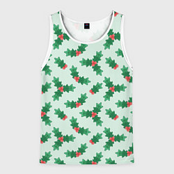 Майка-безрукавка мужская Рождественская омела, цвет: 3D-белый