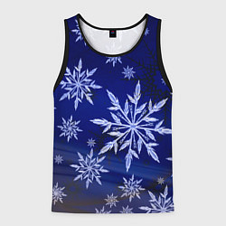Майка-безрукавка мужская Зима и снежинки, цвет: 3D-черный
