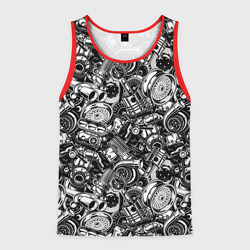 Мужская майка без рукавов Автотюнинг - запчасти / 3D-Красный – фото 1