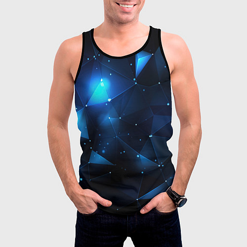 Мужская майка без рукавов Синяя геометрическая абстракция / 3D-Черный – фото 3