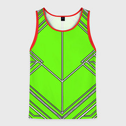 Майка-безрукавка мужская Белые полосы на зелёном фоне, цвет: 3D-красный