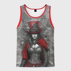 Майка-безрукавка мужская Девушка в цилиндре, цвет: 3D-красный