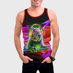 Майка-безрукавка мужская Capybara is an avid gamer, цвет: 3D-красный — фото 2