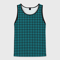 Майка-безрукавка мужская Паттерн объёмные квадраты тёмно-бирюзовый, цвет: 3D-черный