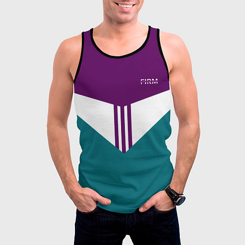 Мужская майка без рукавов FIRM темная сирень и бирюза / 3D-Черный – фото 3
