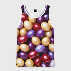 Майка-безрукавка мужская Красные и фиолетовые пасхальные яйца, цвет: 3D-белый