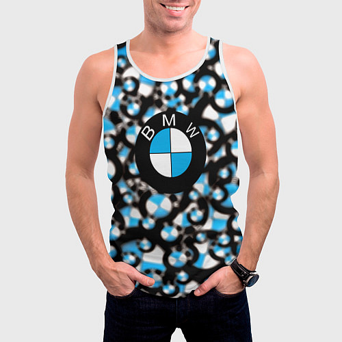 Мужская майка без рукавов BMW sportlogo / 3D-Белый – фото 3