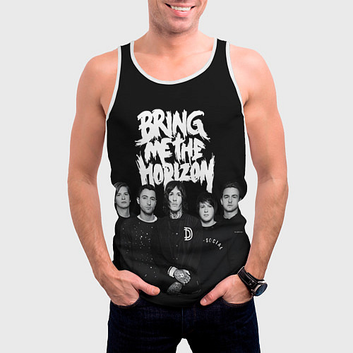 Мужская майка без рукавов Bring me the horizon - group / 3D-Белый – фото 3