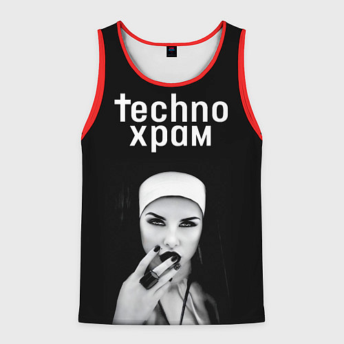 Мужская майка без рукавов Techno храм монашка с перстнем / 3D-Красный – фото 1