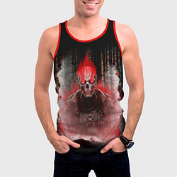 Майка-безрукавка мужская Красный скелет в дыму, цвет: 3D-красный — фото 2
