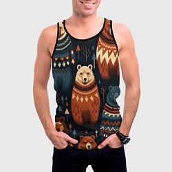 Майка-безрукавка мужская Медведи индейцы, цвет: 3D-черный — фото 2