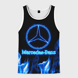 Майка-безрукавка мужская Mercedes-benz blue neon, цвет: 3D-белый