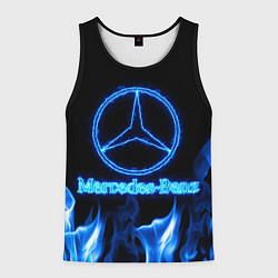 Майка-безрукавка мужская Mercedes-benz blue neon, цвет: 3D-черный