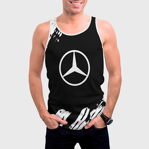 Мужская майка без рукавов Mercedes benz краски спорт / 3D-Белый – фото 3