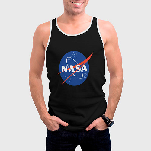Мужская майка без рукавов NASA logo space / 3D-Белый – фото 3