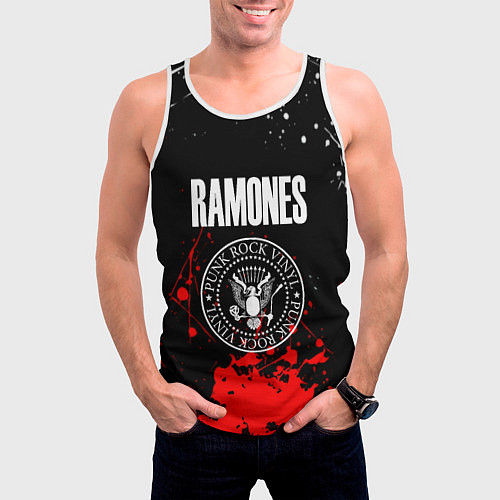 Мужская майка без рукавов Ramones краски метал группа / 3D-Белый – фото 3
