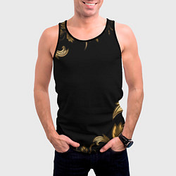 Майка-безрукавка мужская Объемные узоры на черной ткани лепнина, цвет: 3D-черный — фото 2