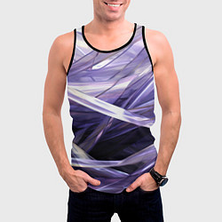 Майка-безрукавка мужская Фиолетовые прозрачные полосы, цвет: 3D-черный — фото 2