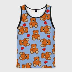 Майка-безрукавка мужская Игрушки мишки и сердца, цвет: 3D-черный