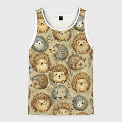 Майка-безрукавка мужская Паттерн лесной ежик, цвет: 3D-белый