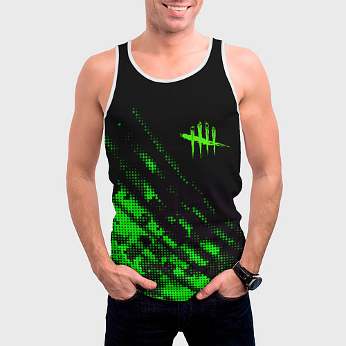 Мужская майка без рукавов Dead by daylight green neon / 3D-Белый – фото 3