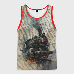 Майка-безрукавка мужская Паровоз с красной звездой, цвет: 3D-красный