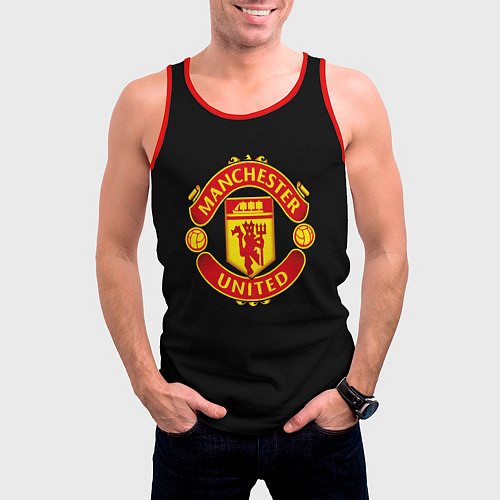 Мужская майка без рукавов Manchester United fc club / 3D-Красный – фото 3