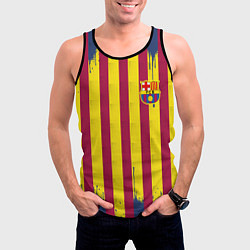 Майка-безрукавка мужская Полосатые цвета футбольного клуба Барселона, цвет: 3D-черный — фото 2
