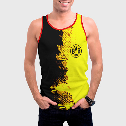 Мужская майка без рукавов Borussia fc sport краски / 3D-Красный – фото 3