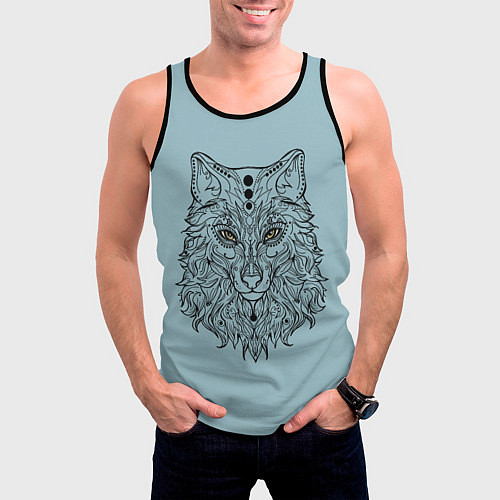 Мужская майка без рукавов Волчица серо-голубой / 3D-Черный – фото 3