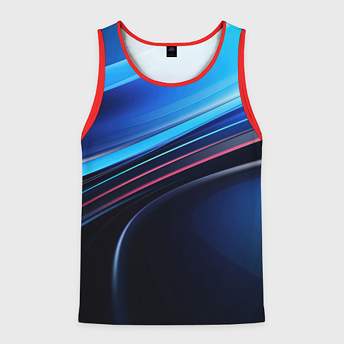 Мужская майка без рукавов Синяя и черная абстракция геометрическая / 3D-Красный – фото 1