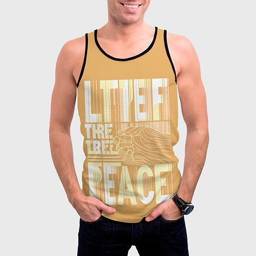 Мужская майка без рукавов Let there be peace / 3D-Черный – фото 3
